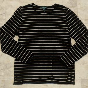 Lauren Ralph Lauren Black/Gold Striped Shirt XL